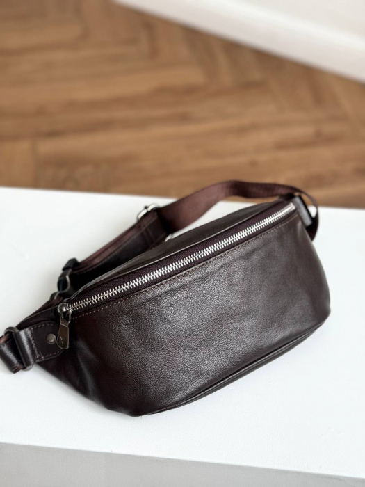Кожаная поясная сумка арт. SP025 BROWN
