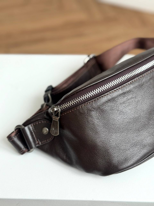Кожаная поясная сумка арт. SP025 BROWN