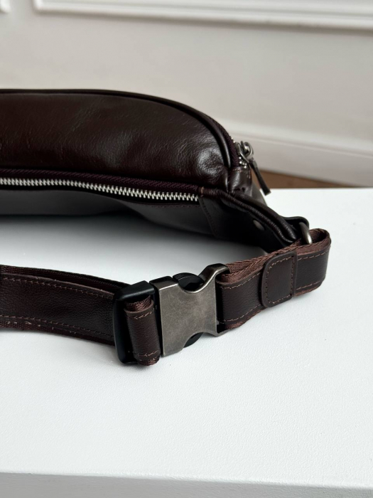 Кожаная поясная сумка арт. SP025 BROWN