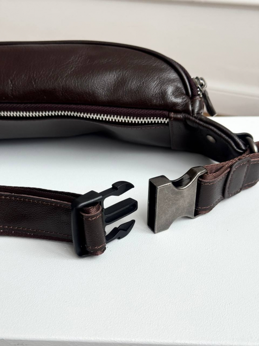 Кожаная поясная сумка арт. SP025 BROWN