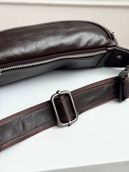 Кожаная поясная сумка арт. SP025 BROWN