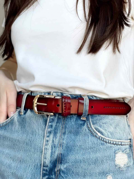 Женский кожаный ремень арт. NZRK17 RED