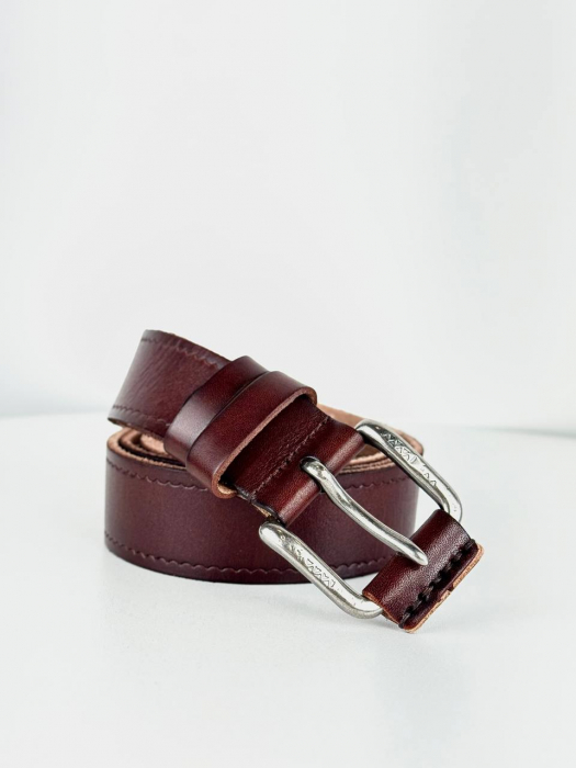 Мужской кожаный ремень арт. RK099 RED BROWN