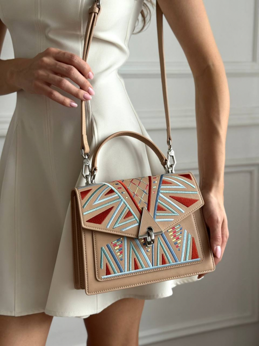 Женская кожаная сумка арт. ZHS0157 BEIGE