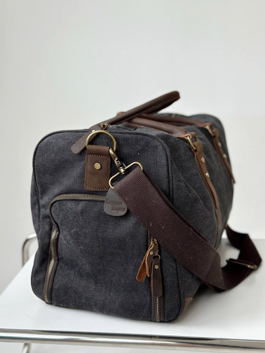 Дорожная кожаная сумка арт. DS046 GRAY