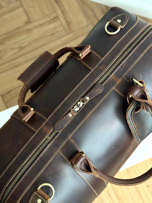Дорожная кожаная сумка арт. DS049 BROWN