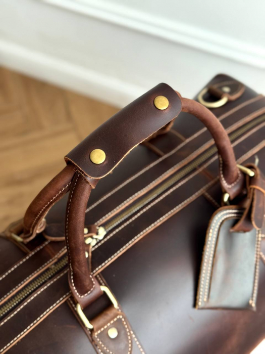 Дорожная кожаная сумка арт. DS049 BROWN