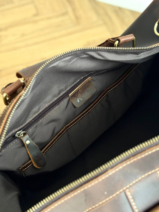 Дорожная кожаная сумка арт. DS049 BROWN