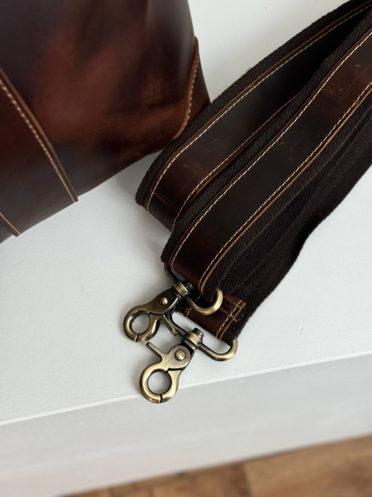 Дорожная кожаная сумка арт. DS049 BROWN