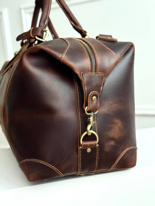 Дорожная кожаная сумка арт. DS049 BROWN