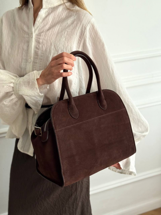 Женская кожаная сумка арт. ZHS424 DARK BROWN