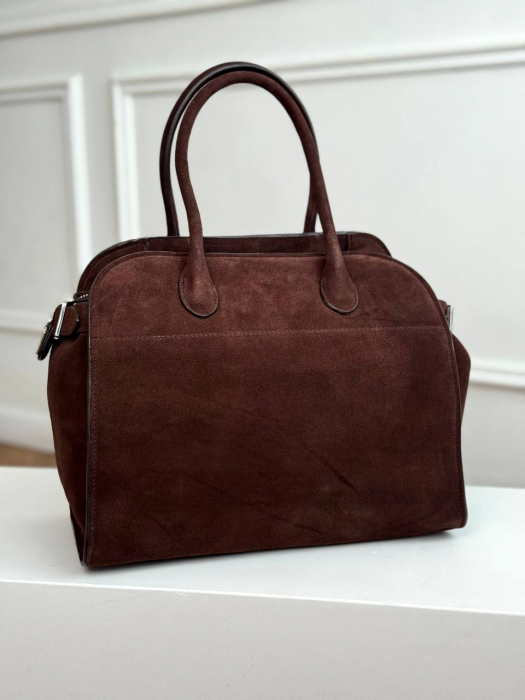Женская кожаная сумка арт. ZHS424 DARK BROWN