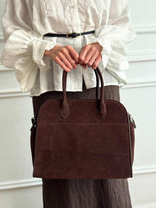 Женская кожаная сумка арт. ZHS424 DARK BROWN