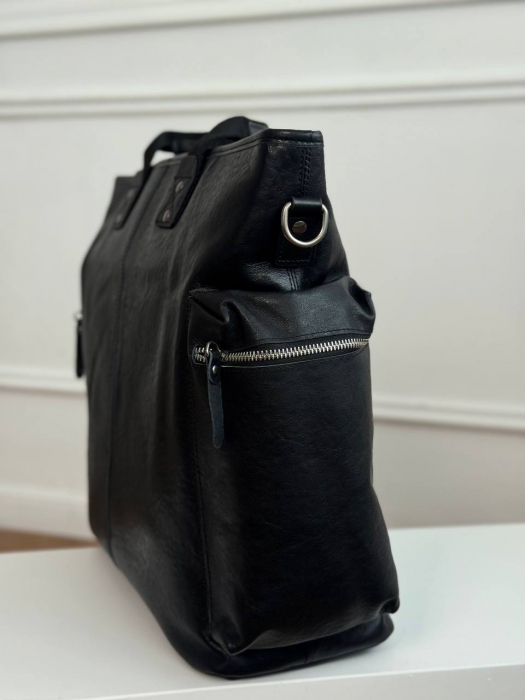 Мужская кожаная бизнес сумка арт. BS0115 BLACK