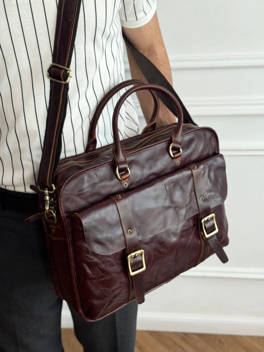 Мужская кожаная бизнес сумка арт. BS0111 BROWN