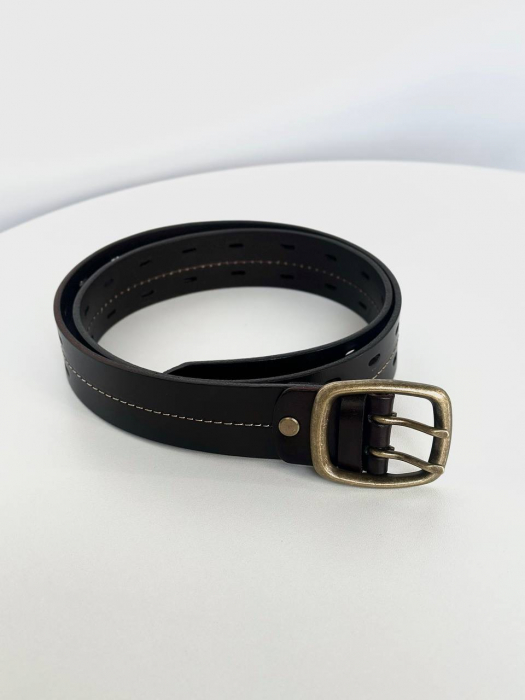 Мужской кожаный ремень арт. RK105 DARK BROWN