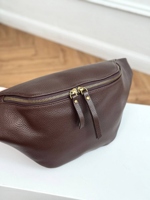 Кожаная поясная сумка арт. SP026 BROWN