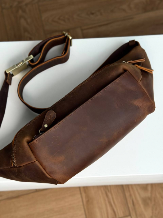 Кожаная поясная сумка арт. SP027 BROWN