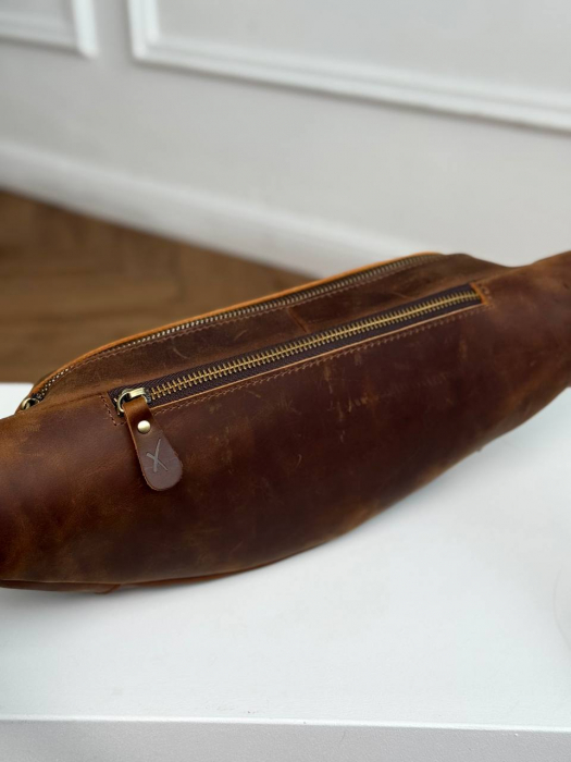 Кожаная поясная сумка арт. SP027 BROWN