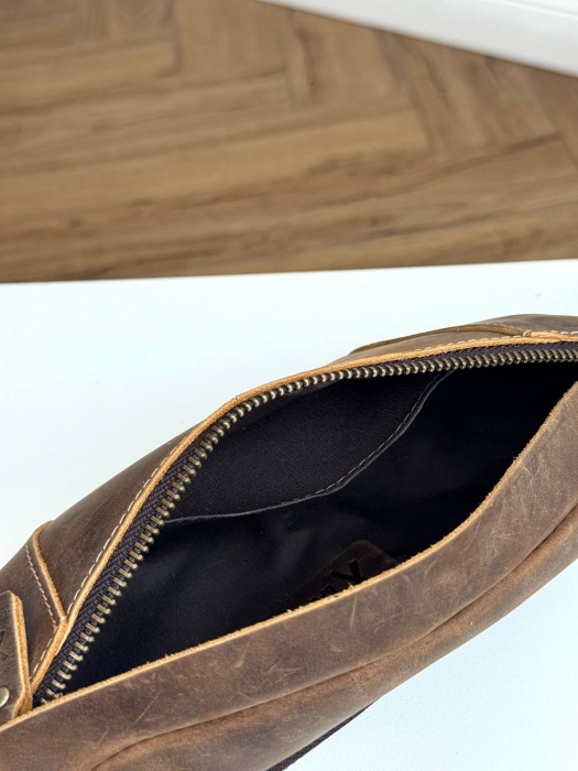 Кожаная поясная сумка арт. SP020 BROWN