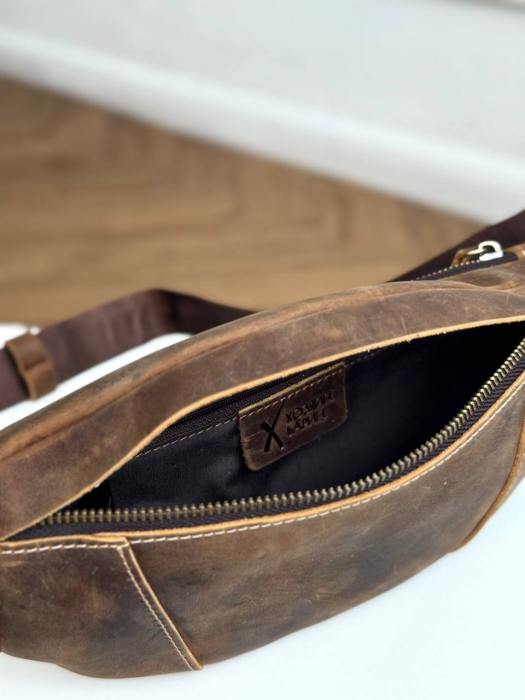 Кожаная поясная сумка арт. SP020 BROWN