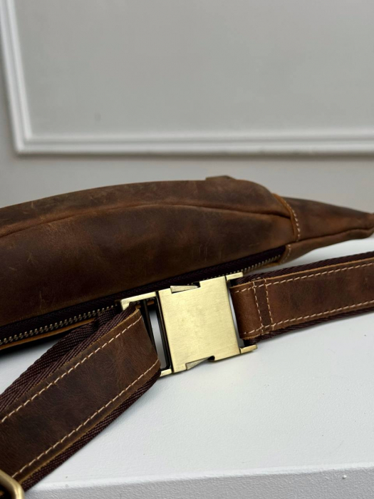 Кожаная поясная сумка арт. SP020 BROWN