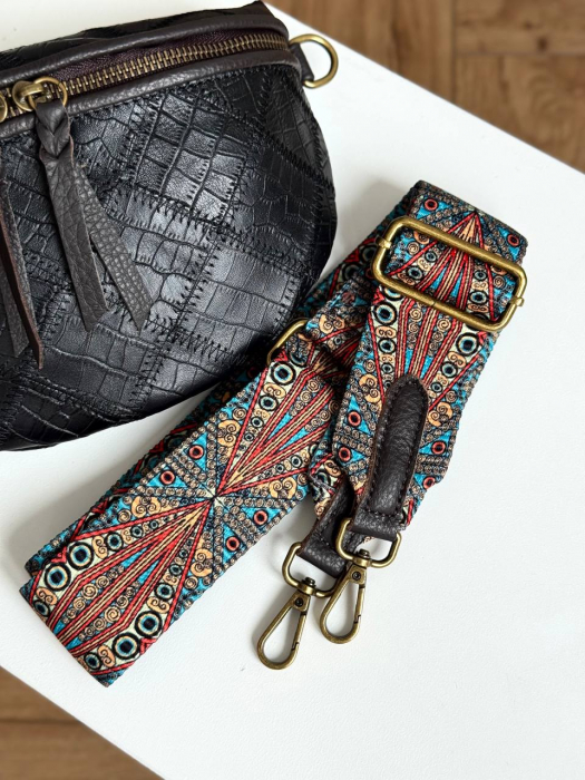 Женская кожаная сумка арт. ZHS038 BLACK-BROWN