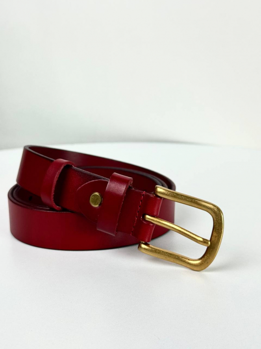 Женский кожаный ремень арт. ZRK096 RED
