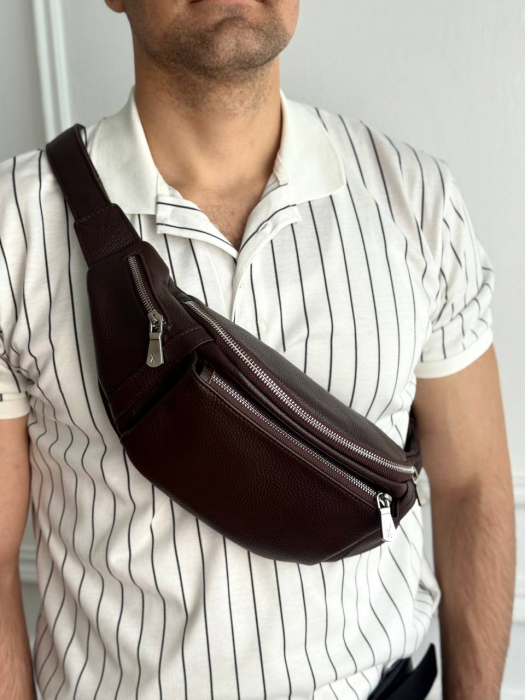 Кожаная поясная сумка арт. SP029 BROWN