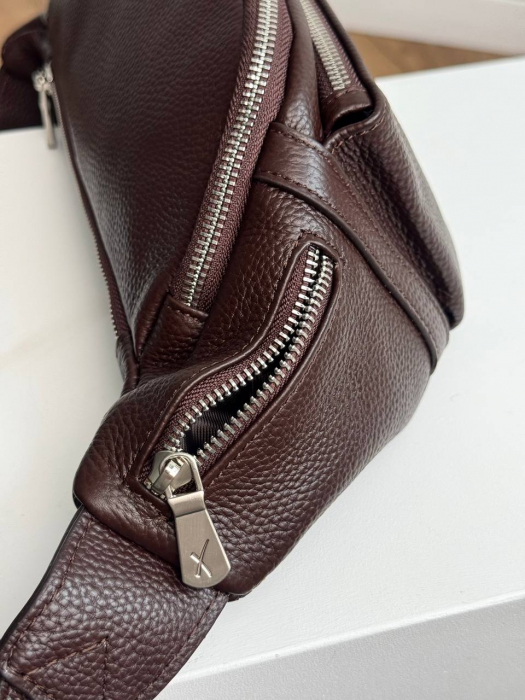 Кожаная поясная сумка арт. SP029 BROWN