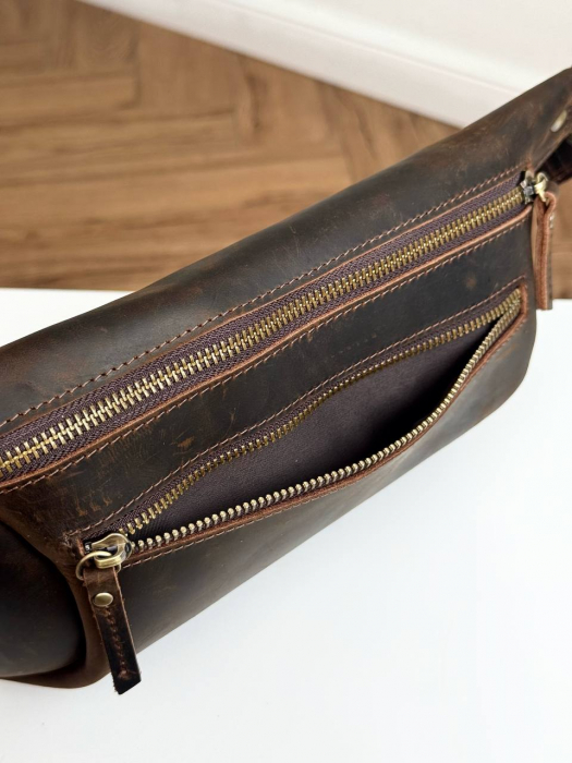 Кожаная поясная сумка арт. SP028 BROWN