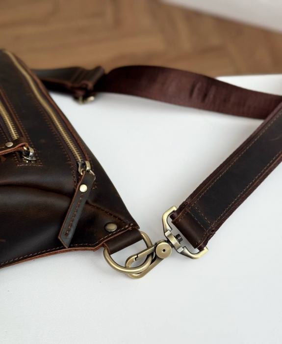 Кожаная поясная сумка арт. SP028 BROWN