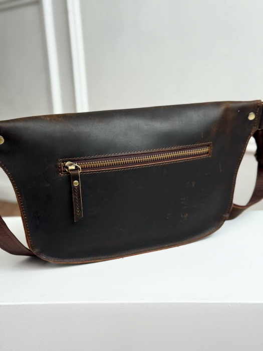 Кожаная поясная сумка арт. SP028 BROWN
