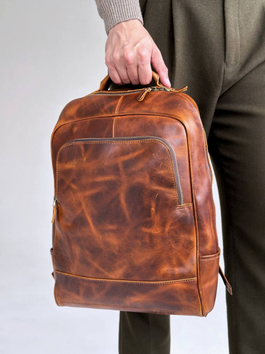 Мужской кожаный рюкзак арт. KR077 BROWN