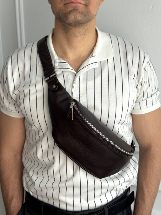 Кожаная поясная сумка арт. SP030 BROWN