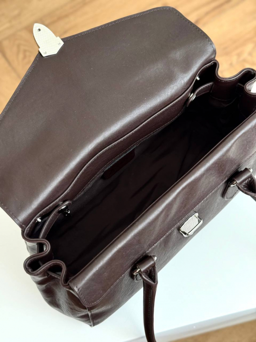 Женская кожаная сумка арт. ZHS398 DARK BROWN