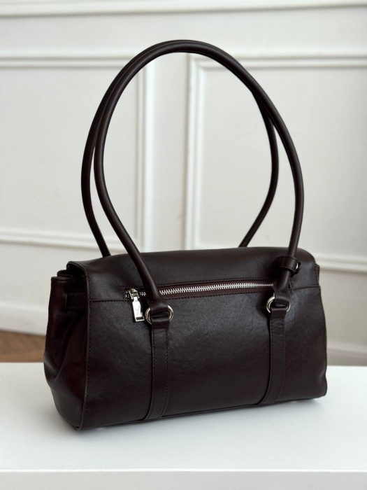 Женская кожаная сумка арт. ZHS398 DARK BROWN