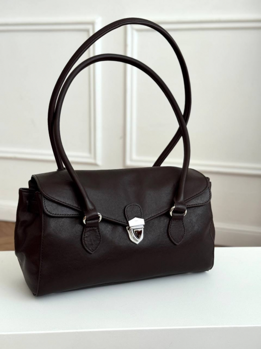 Женская кожаная сумка арт. ZHS398 DARK BROWN