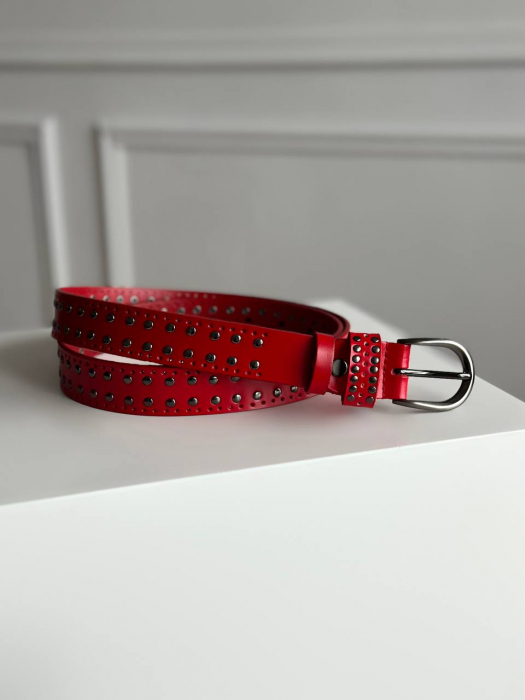 Женский кожаный ремень арт. ZRK088 RED