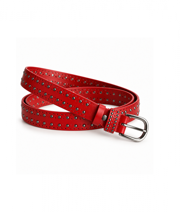 Женский кожаный ремень арт. ZRK088 RED