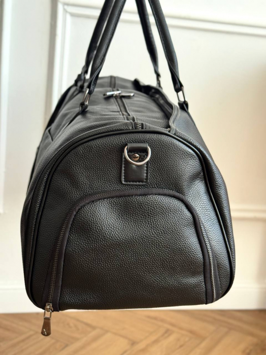 Дорожная кожаная сумка арт. DS066 BLACK