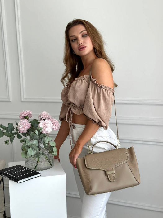 Кожаная женская сумка арт. ZHS235 BEIGE