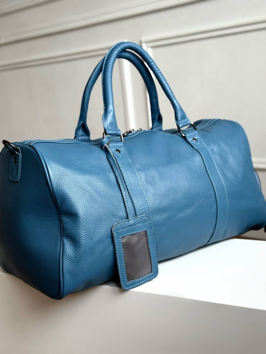 Дорожная кожаная сумка арт. DS011 BLUE