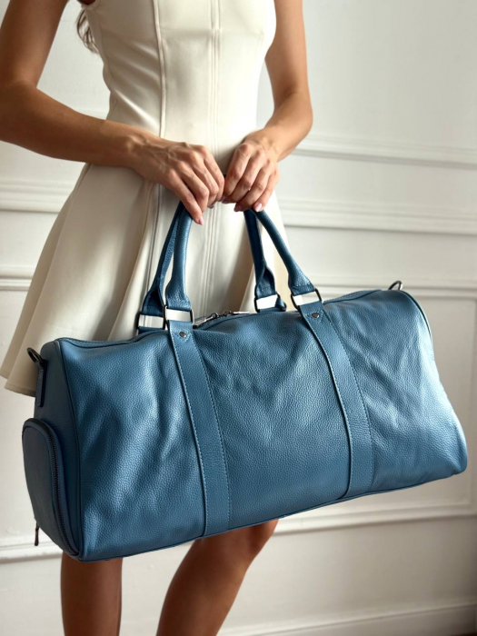 Дорожная кожаная сумка арт. DS011 BLUE