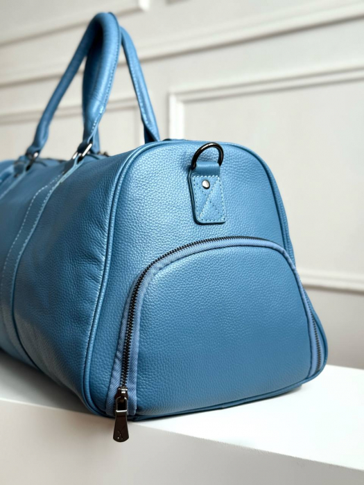 Дорожная кожаная сумка арт. DS011 BLUE
