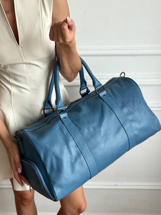Дорожная кожаная сумка арт. DS011 BLUE