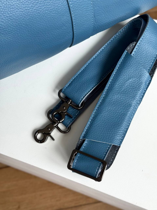 Дорожная кожаная сумка арт. DS011 BLUE