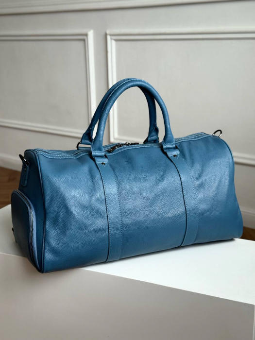 Дорожная кожаная сумка арт. DS011 BLUE