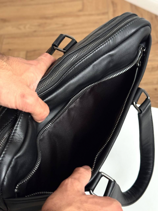 Мужская кожаная бизнес сумка арт. BS0125 BLACK