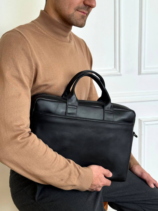 Мужская кожаная бизнес сумка арт. BS0101 BLACK